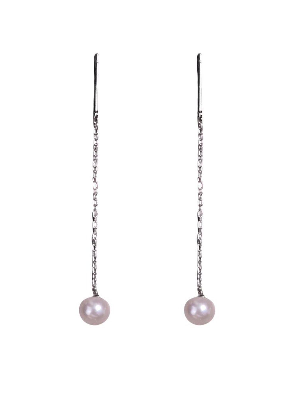3/$20 NIP | Silver & Pink Pearl Delicate Long Chain Threader Earrings